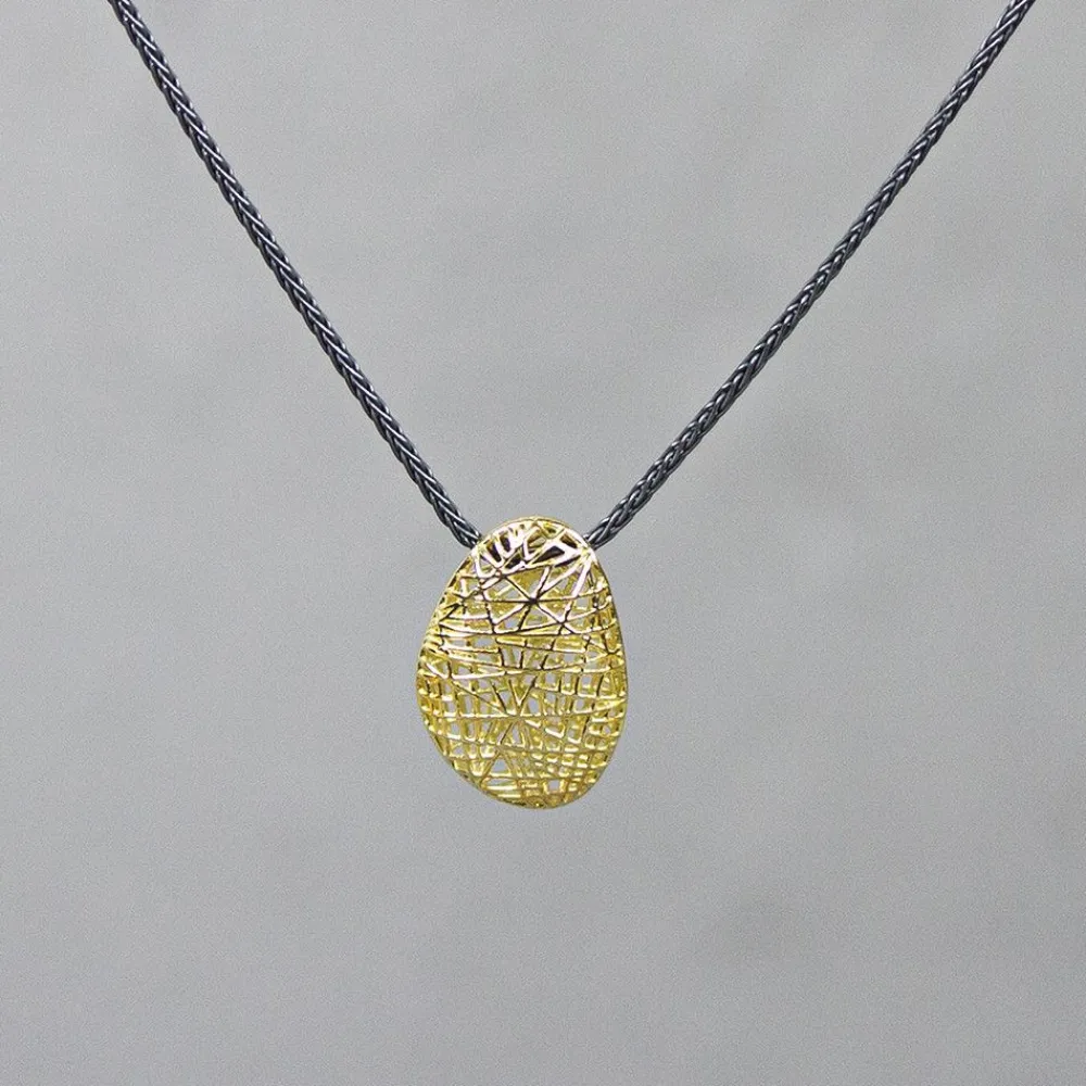 Jéh Jewels 3d Gold-Halskette Silber Oxy + organischer Hänger 14 Karat Gold