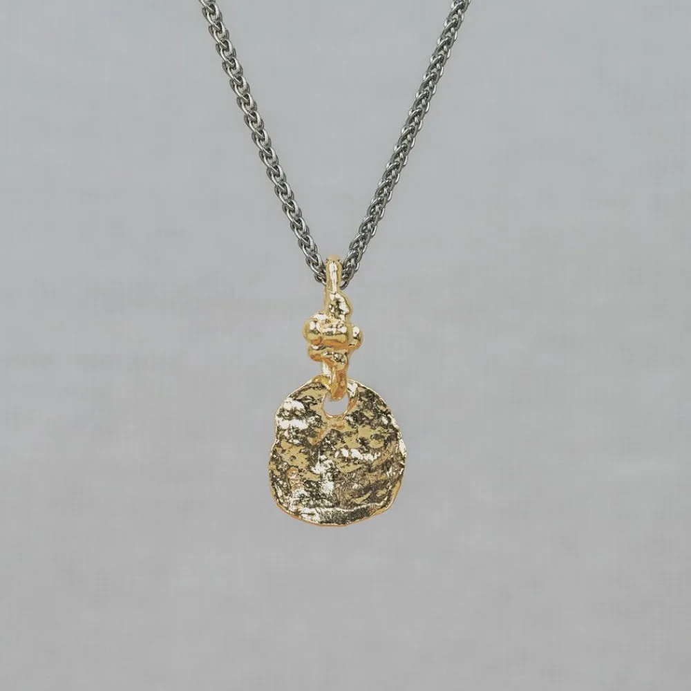 Jéh Jewels Touch Of Gold | Fine Line-Halskette Silber Oxy + vergoldetes Amulett
