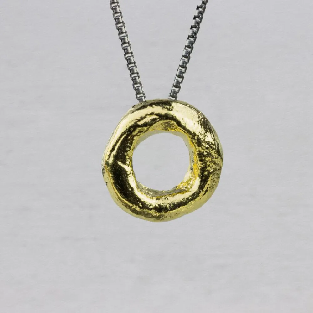 Jéh Jewels Touch Of Gold | Fine Line-Halskette Silber oxy fein + Donut vergoldet
