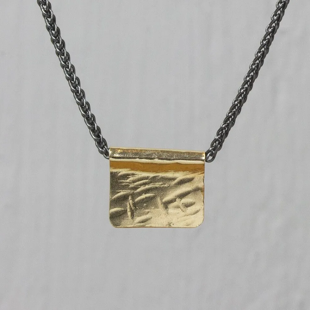 Jéh Jewels Touch Of Gold | Fine Line-Halskette Silber Oxy mit vergoldeter Lasche
