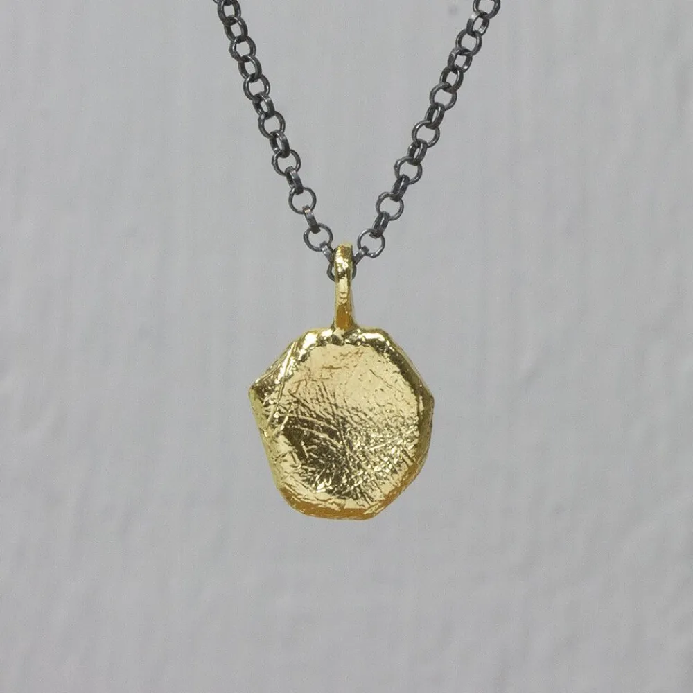Jéh Jewels Touch Of Gold | Fine Line-Halskette Silber Oxy mit Fünfeck 42 cm