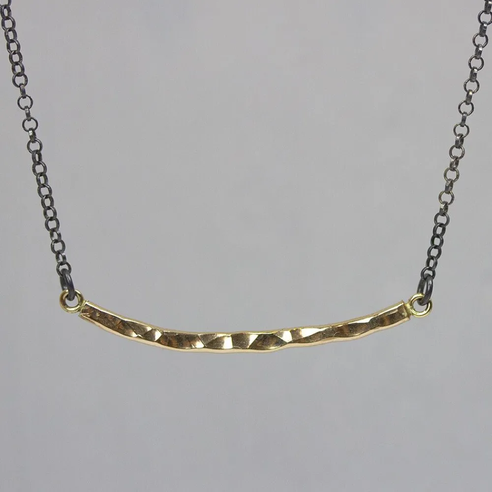 Jéh Jewels Touch Of Gold | Fine Line-Halskette Silber Oxy mit GF-Bar
