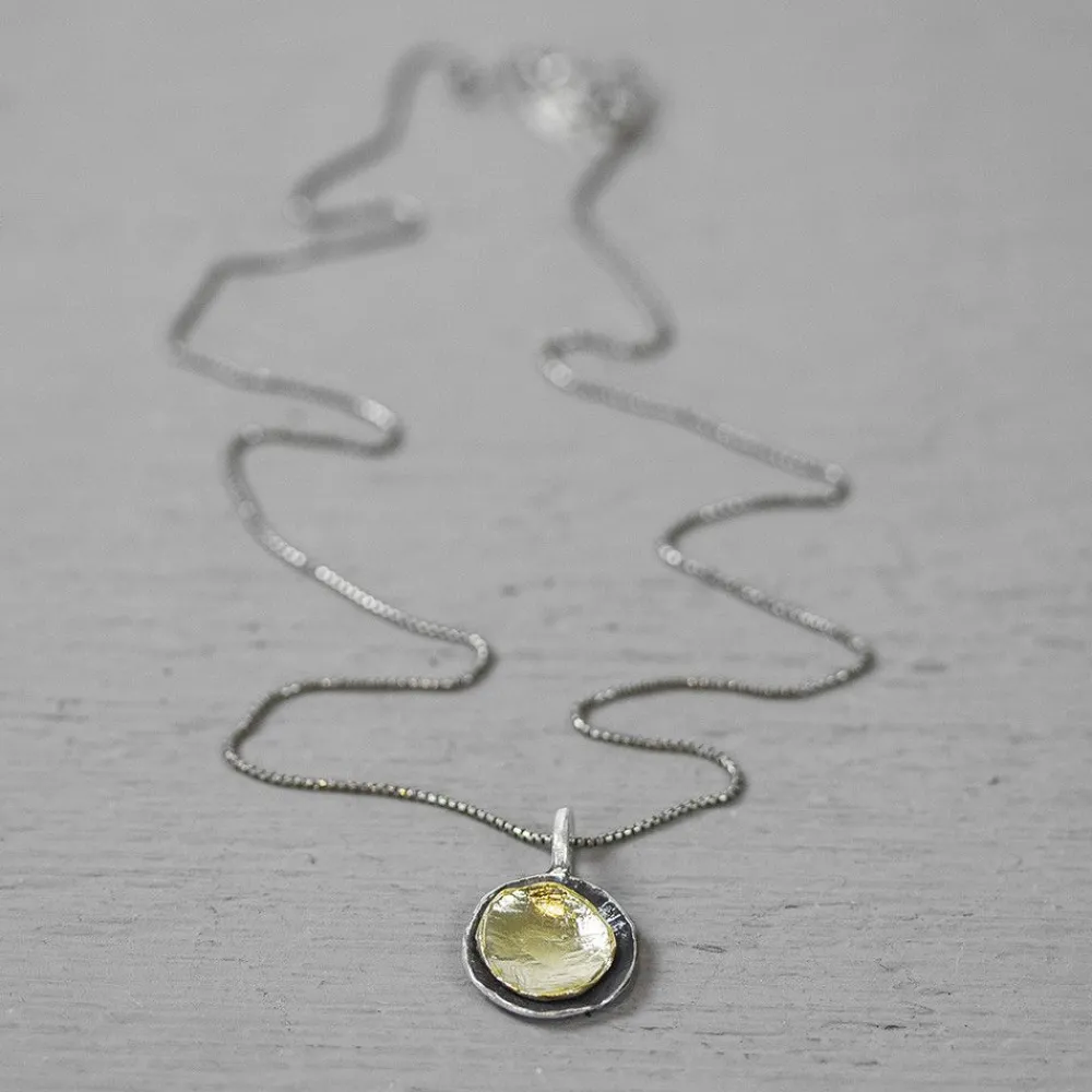 Jéh Jewels Touch Of Gold | Fine Line-Halskette Silber Oxy mit geschlossenem Kreis aus vergoldetem Silber