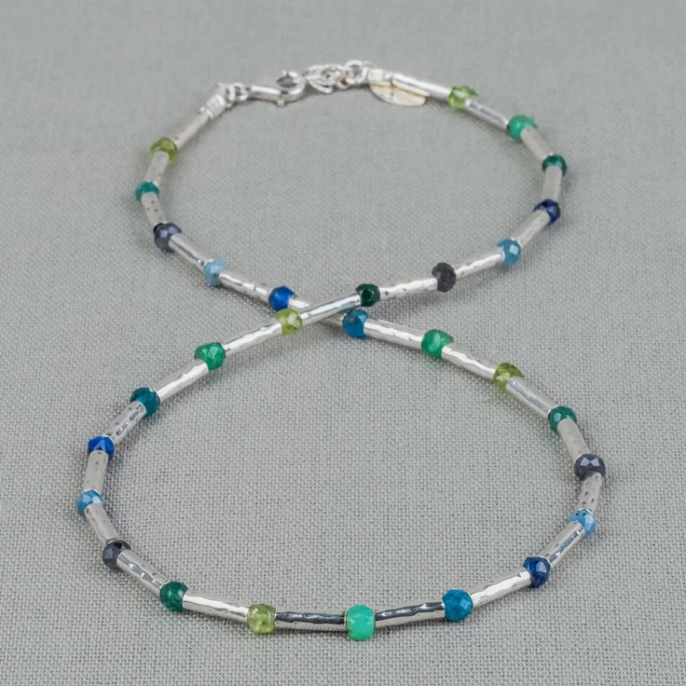 Jéh Jewels Tubes | Edelsteine-Halskette silberblauer Regenbogen