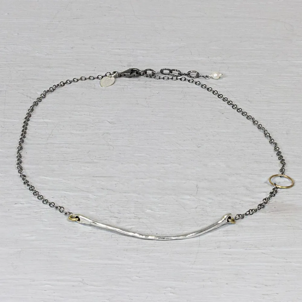 Jéh Jewels Touch Of Gold-Halskette Silberoxy mit goldenem Lächeln