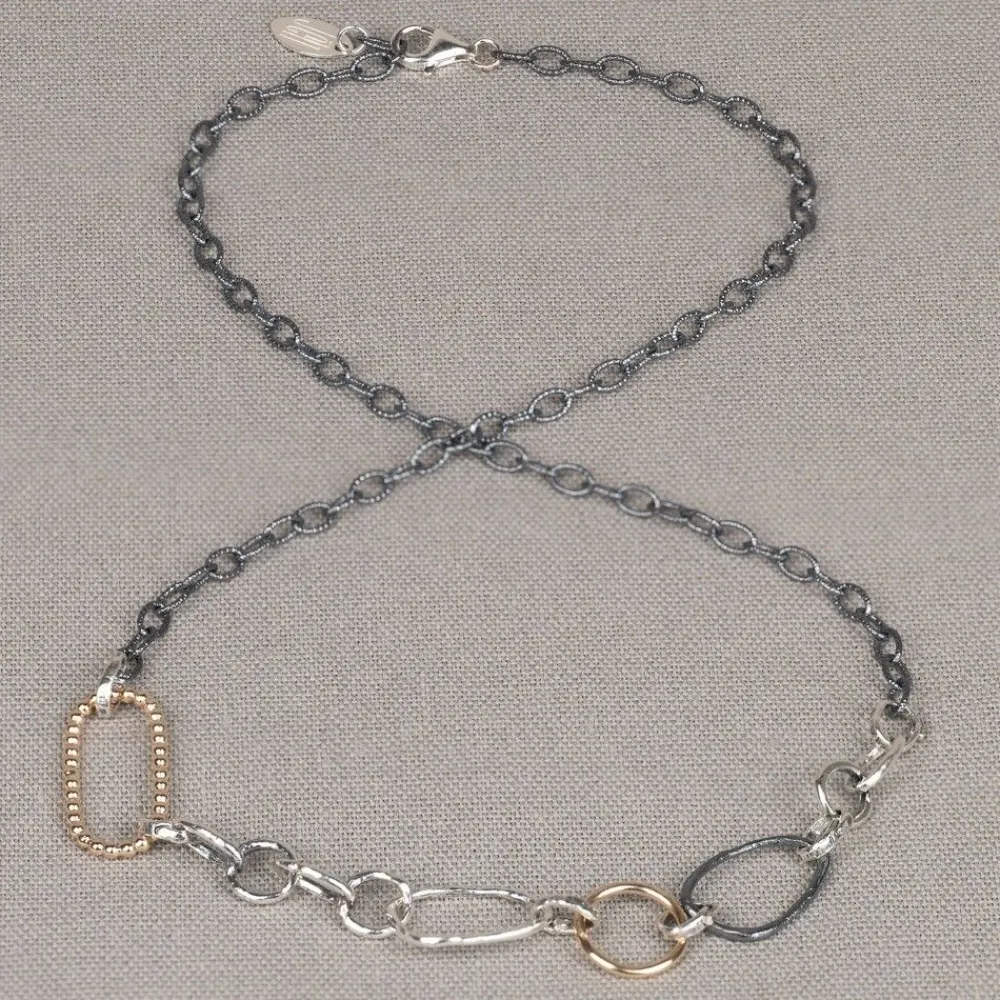 Jéh Jewels Touch Of Gold | Jéh Colliers-Halskette Spaß Silber Oxy + Goldfilled