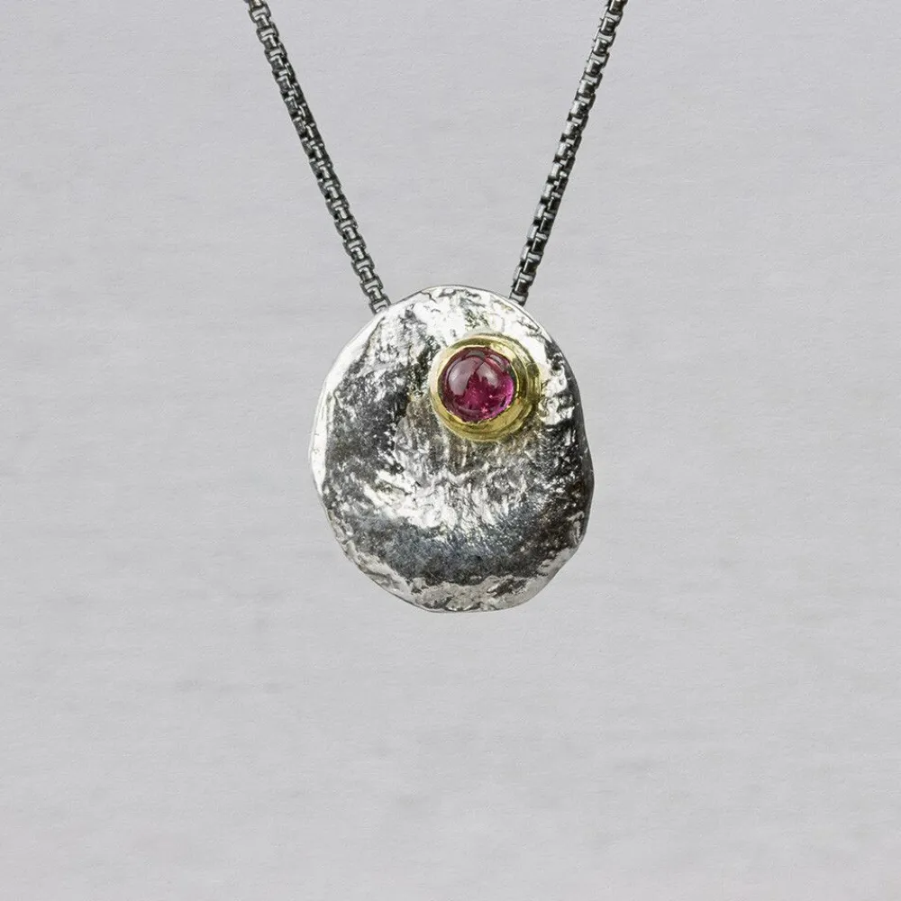 Jéh Jewels Touch Of Gold | Edelsteine-Halskette Stein + 9 Karat + Rosa Turmalin