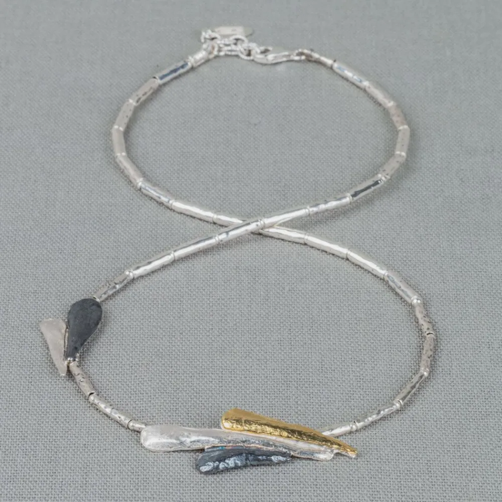 Jéh Jewels Tubes | Touch Of Gold-Halskette TUBES Drachensilber + Oxy + vergoldet