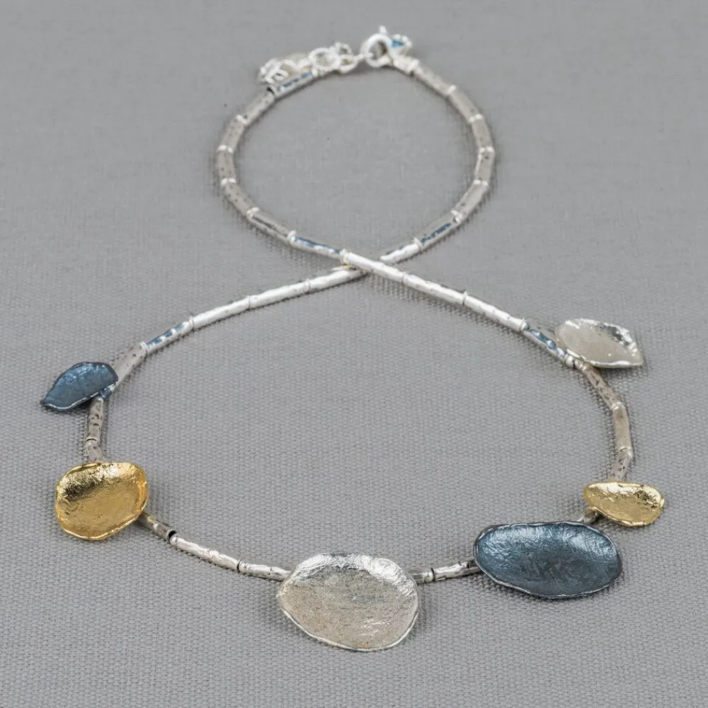 Jéh Jewels Touch Of Gold | Tubes-Halskette TUBES Scheiben Silber + Oxy + vergoldet