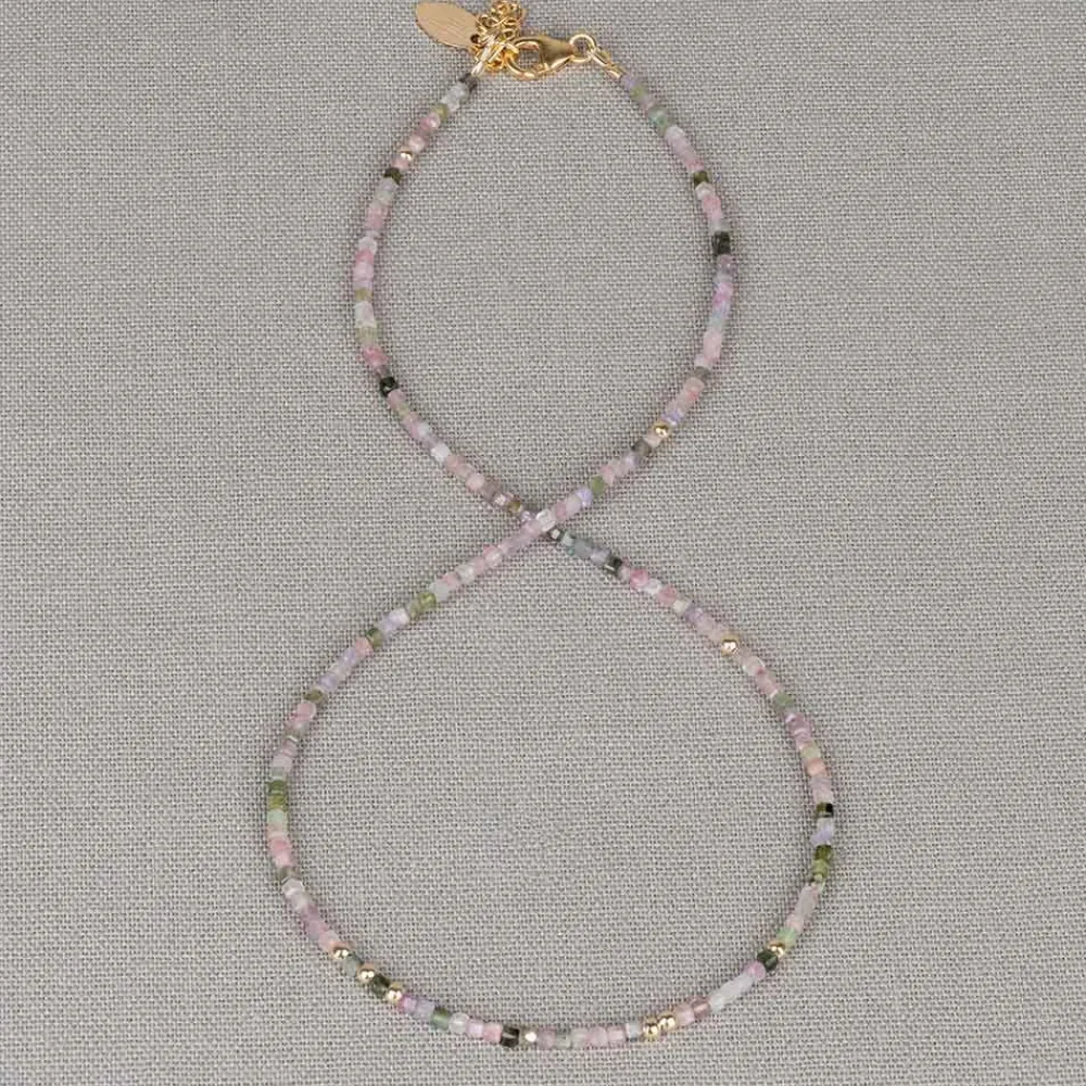 Jéh Jewels Touch Of Gold | Edelsteine-Halskette Turmalin + Goldfilled