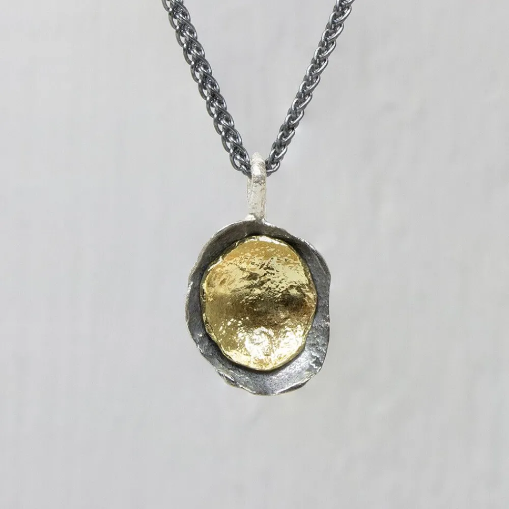 Jéh Jewels Touch Of Gold | Evergreens-Hänger oval Silber Oxy + vergoldet