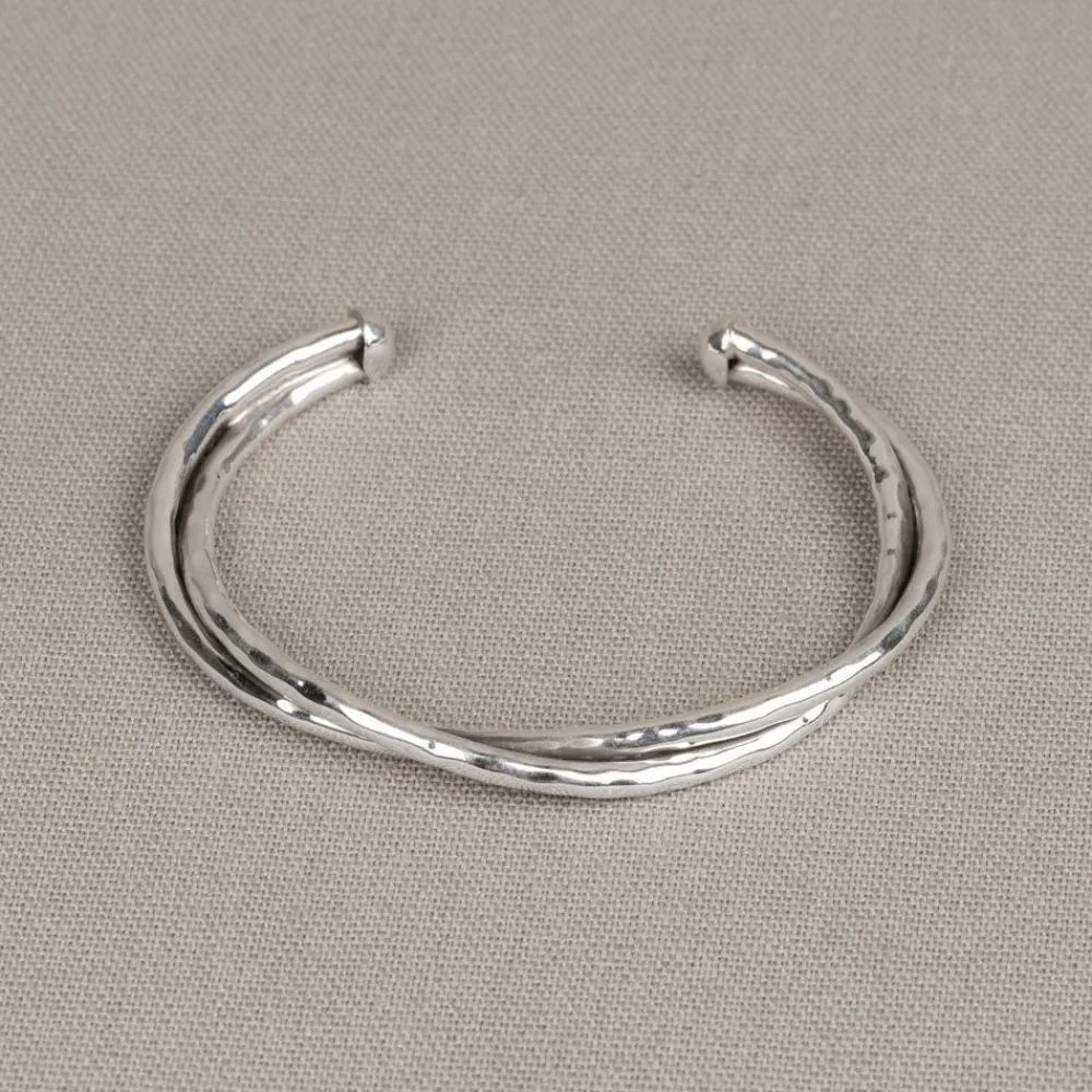 Jéh Jewels Silver | Clip Armbänder-Klemmband silber + gehämmerte Duo-Spirale