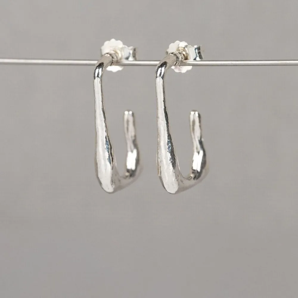 Jéh Jewels Silver | Creool-Ohrbügel aus Silber, rechteckiger Tropfen