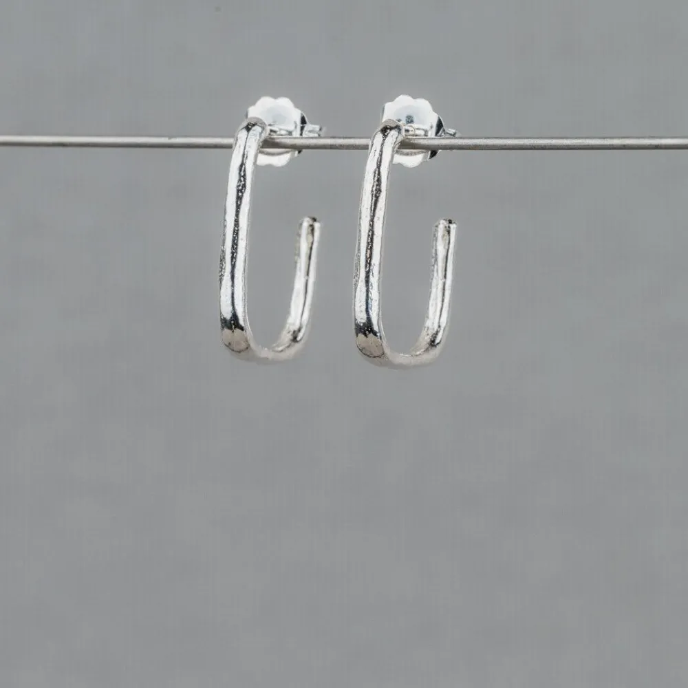 Jéh Jewels Silver | Creool-Ohrbügel, rechteckig, silberfarben