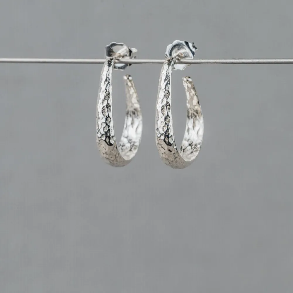 Jéh Jewels Creool | Silver-Ohrbügel Silber oval + gehämmert