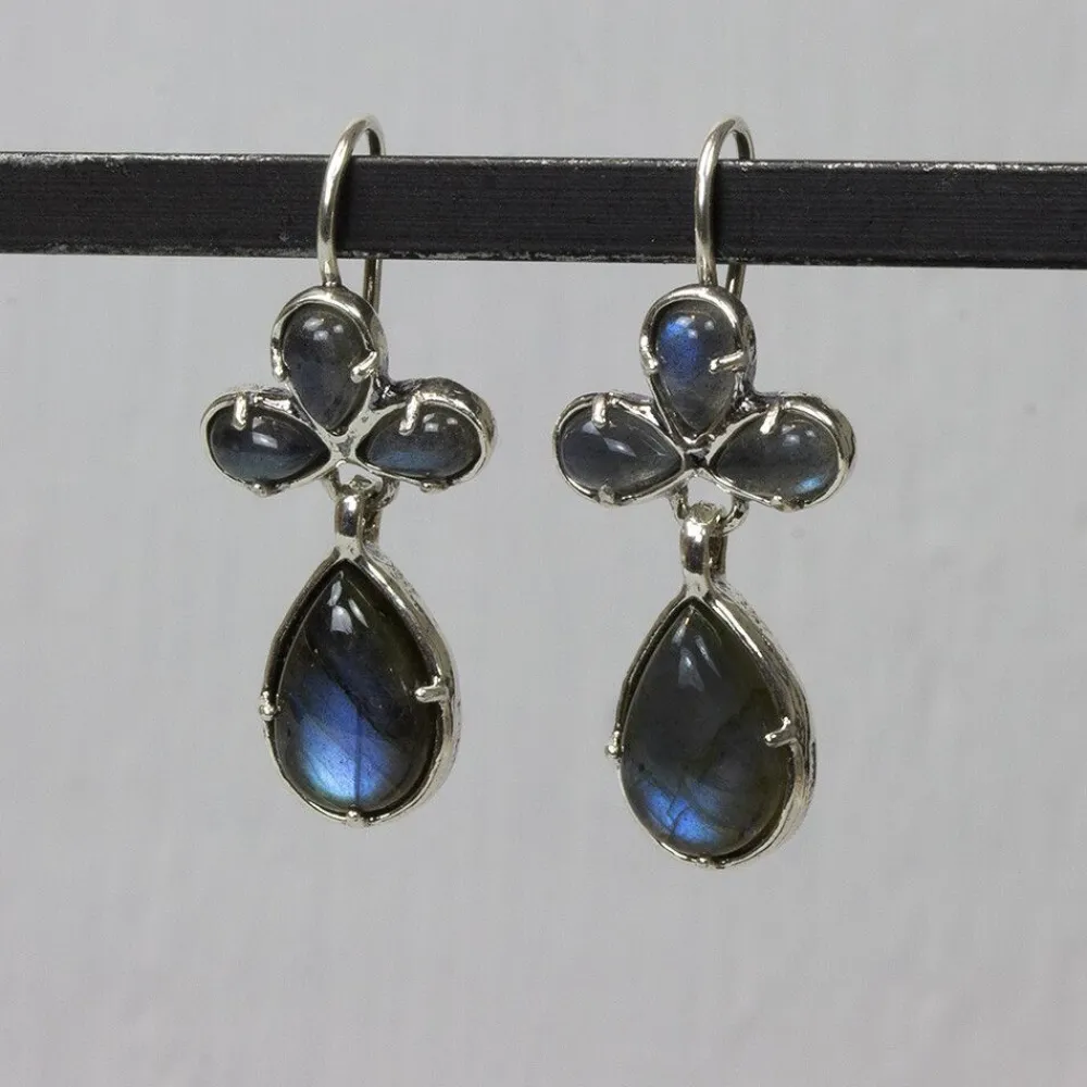 Jéh Jewels Ohrhänger | Edelsteine-Ohrhanger klassisch Silber mit Labradorit