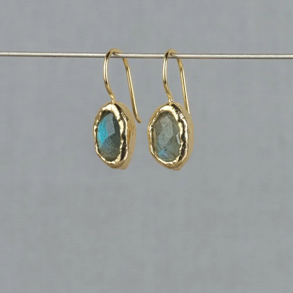 Jéh Jewels Touch Of Gold | Ohrhänger-Ohrhanger versilbert + Labradorit