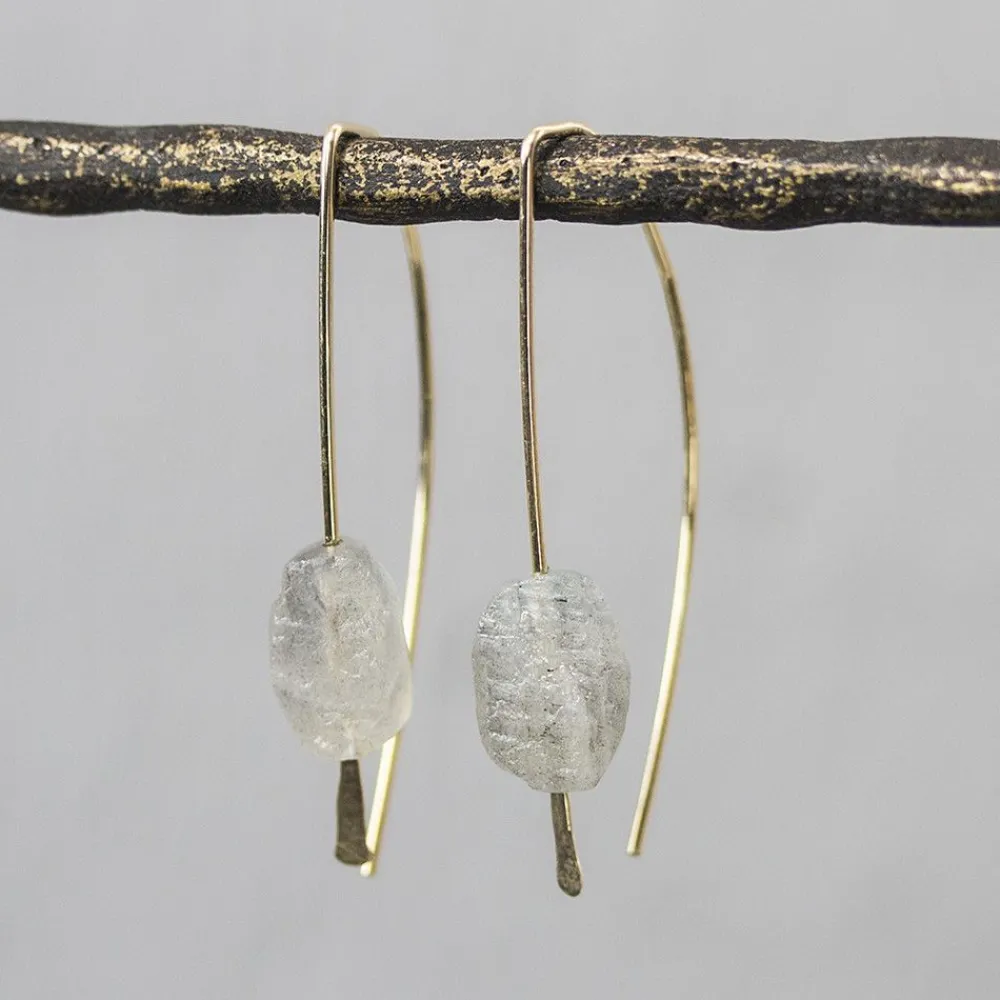 Jéh Jewels Touch Of Gold | Edelsteine-Ohrhänger Goldfilled + Rau Labradorit