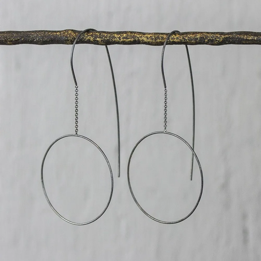 Jéh Jewels Silver | Ohrhänger-Ohrhänger lang, leicht und rund, Silber oxy