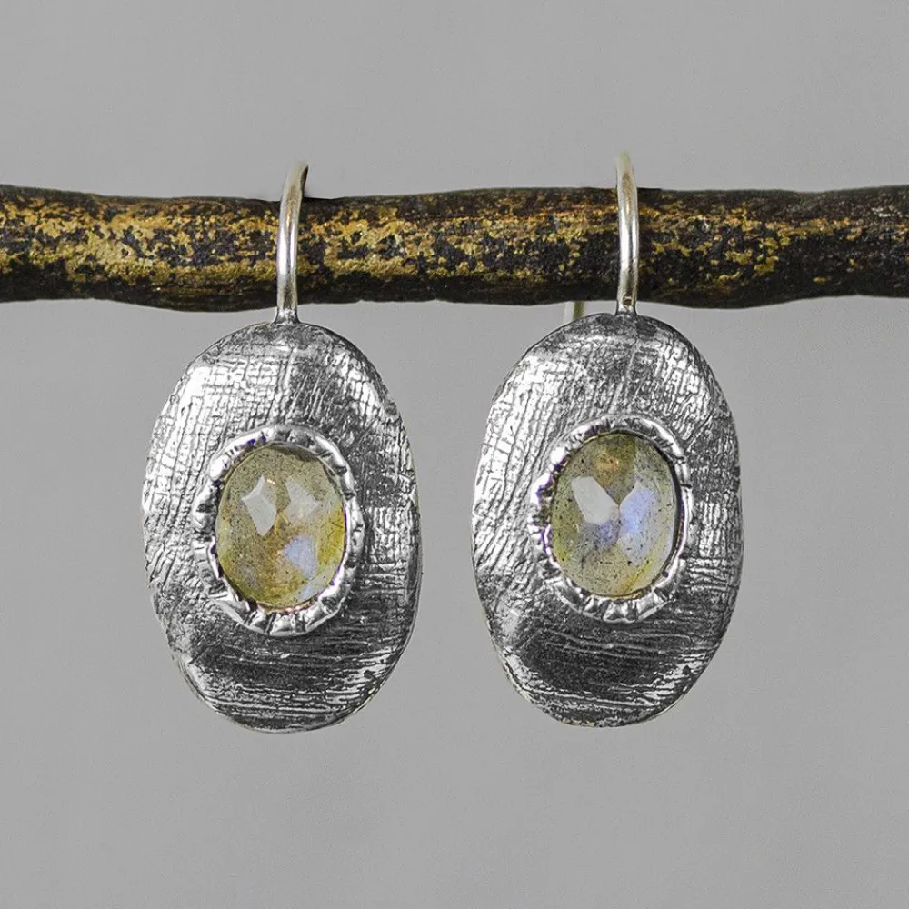 Jéh Jewels Ohrhänger | Edelsteine-Ohrhänger Silber Oxy mit Labradorit