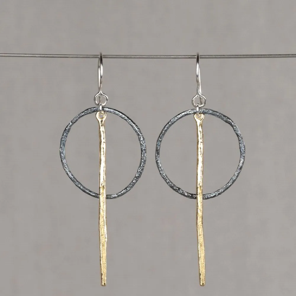 Jéh Jewels Touch Of Gold | Ohrhänger-Ohrhänger Silber Oxy mit versilbertem Stift