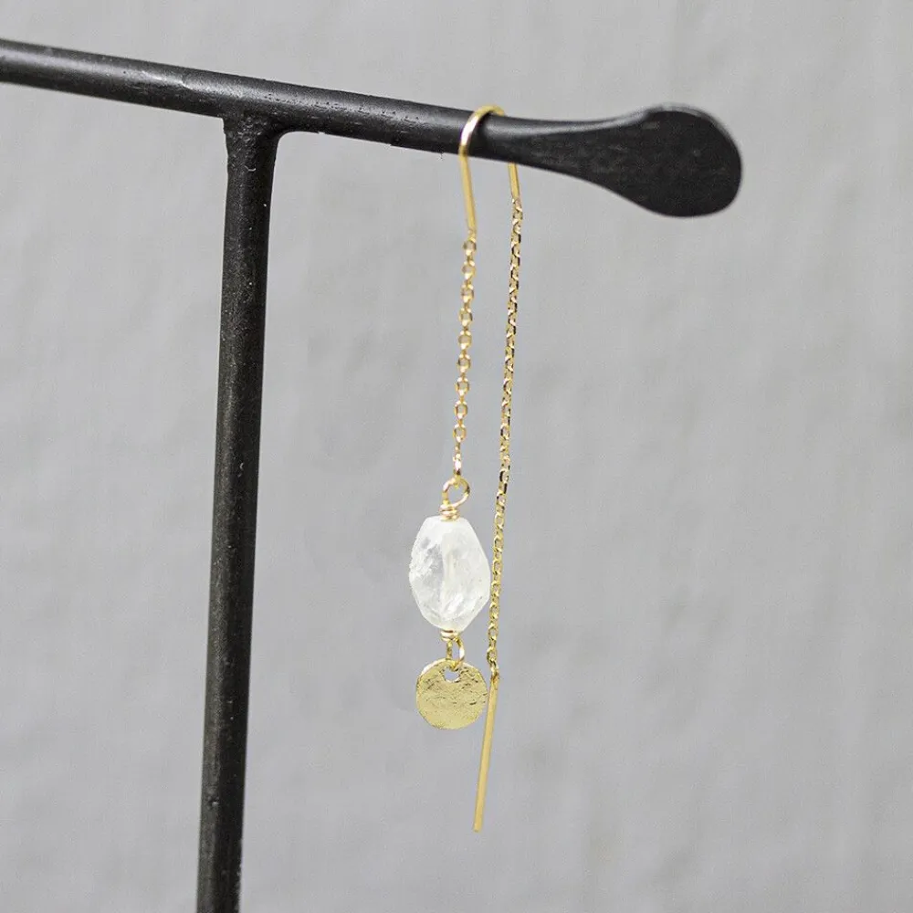 Jéh Jewels Touch Of Gold | Singles-Ohrhänger vergoldet + Mondstein