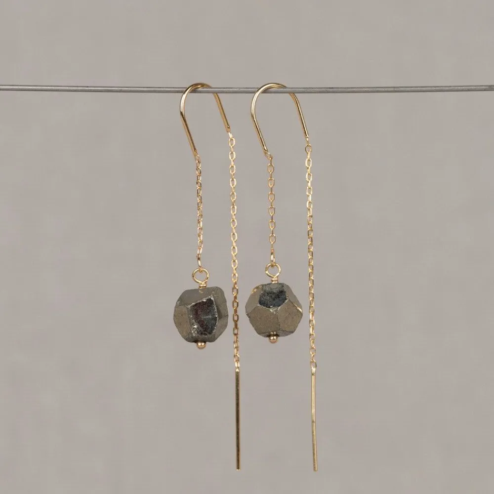Jéh Jewels Touch Of Gold | Ohrhänger-Ohrhänger vergoldet + Pyrit