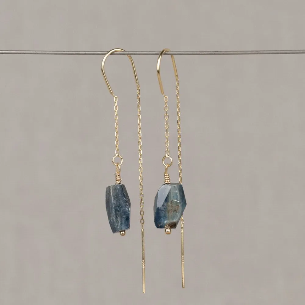 Jéh Jewels Touch Of Gold | Ohrhänger-Ohrhängers vergoldet + facettierter Kyanit