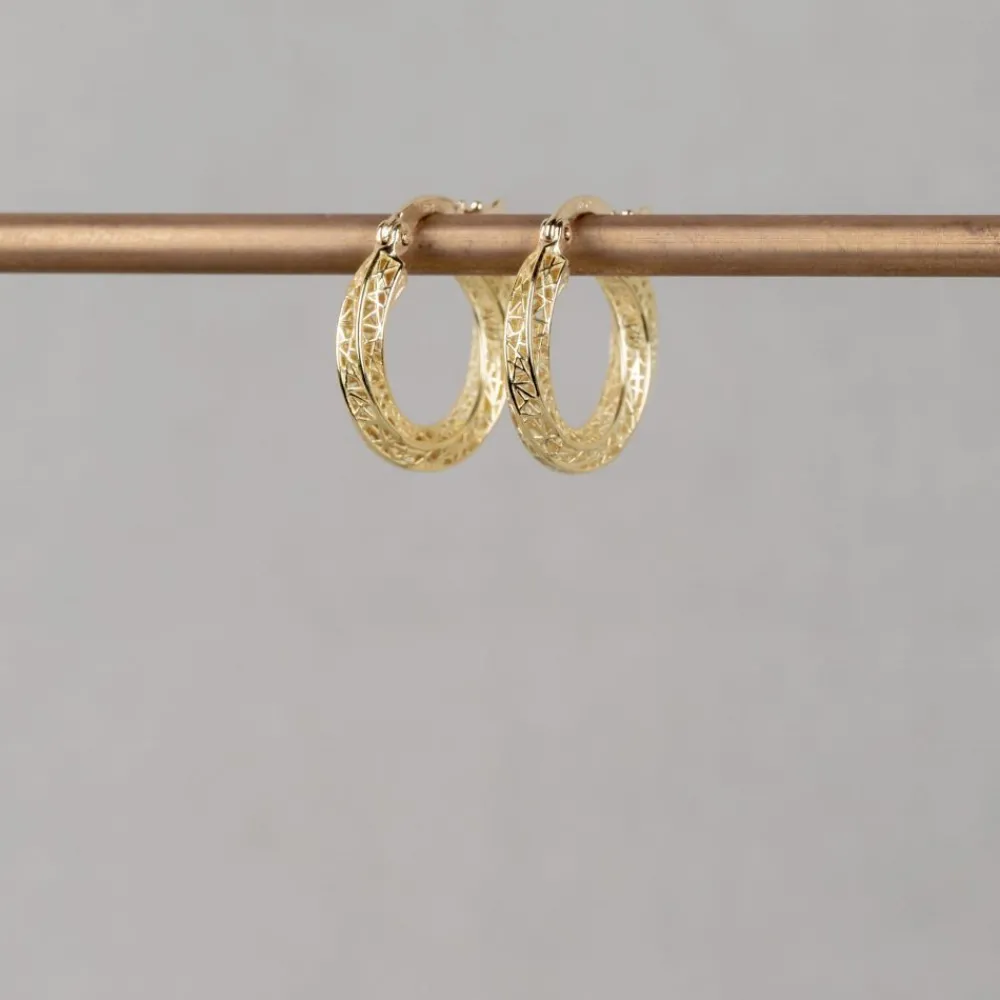 Jéh Jewels 3d Gold-Ohrring G14K verdreht 3D