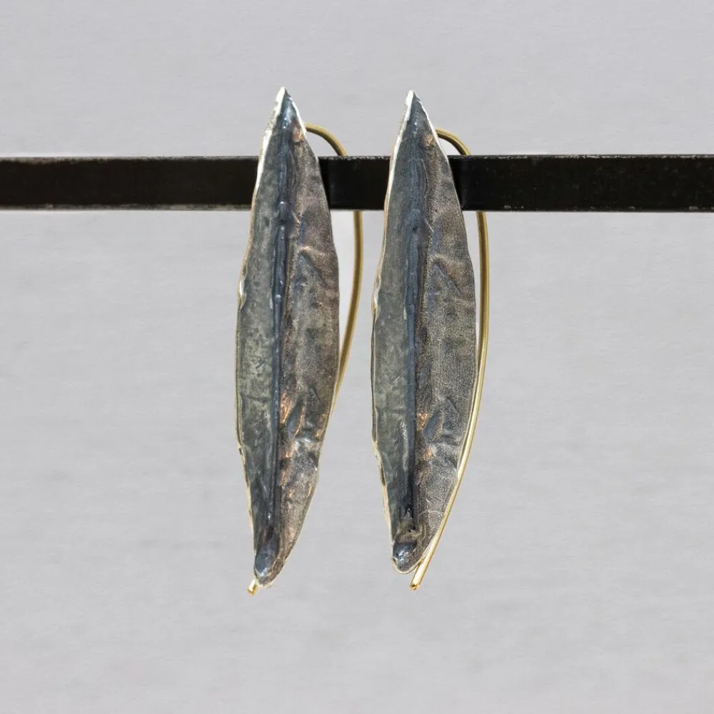 Jéh Jewels Touch Of Gold | Ohrhänger-Ohrring Goldfilled + Oxy-glänzendes Blatt