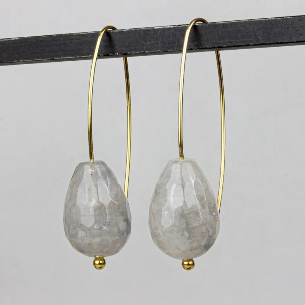 Jéh Jewels Touch Of Gold | Edelsteine-Ohrring grauer Quarz