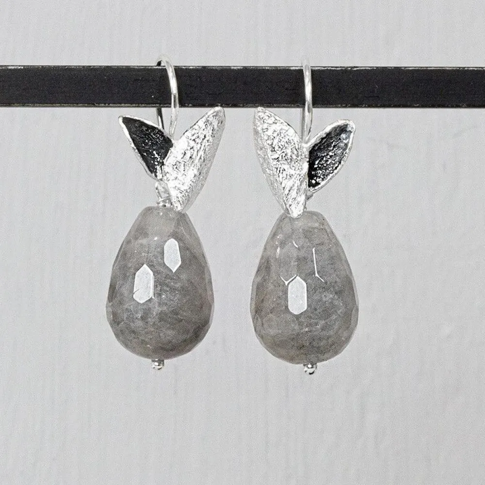 Jéh Jewels Silver | Ohrhänger-Ohrring Silber mit grauem Quarz