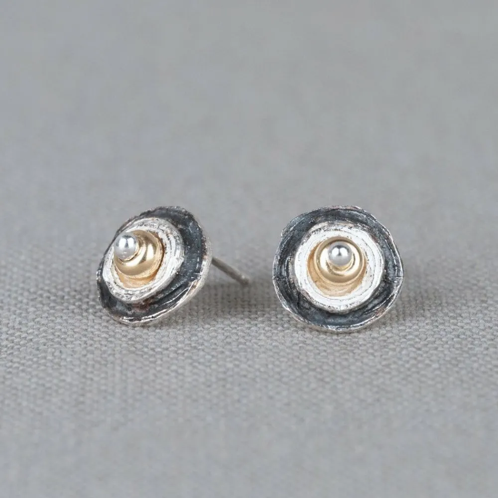 Jéh Jewels Touch Of Gold | Ohrstecker-Ohrring Silber oxy + weiß