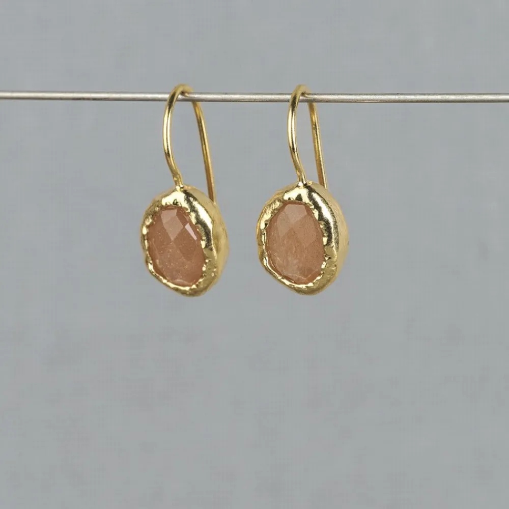 Jéh Jewels Touch Of Gold | Ohrhänger-Ohrring Silber vergoldet + rosa Mondstein