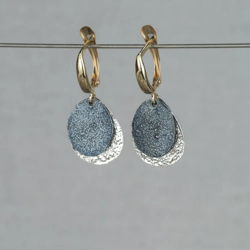 Jéh Jewels Touch Of Gold | Lang Ohrstecker-Ohrring-Duo-Kreis + 10 Karat