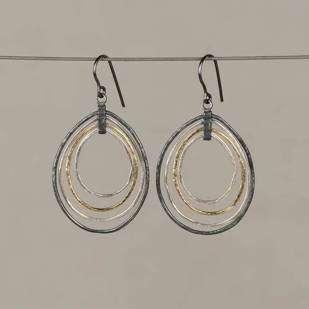 Jéh Jewels Touch Of Gold | Ohrhänger-Ohrringe aus Silber, Oxy, vergoldet, Tropfen in Tropfen