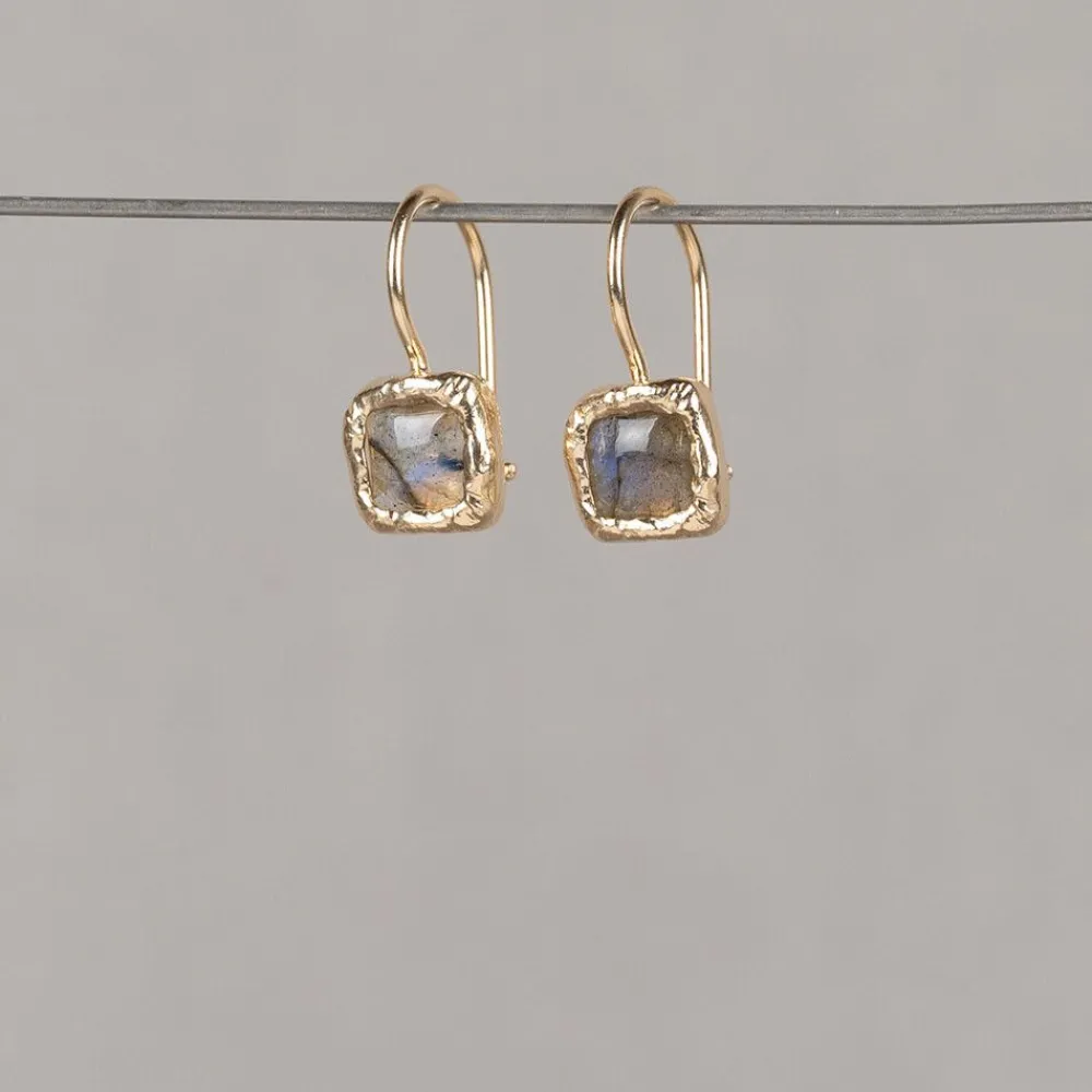 Jéh Jewels Touch Of Gold | Ohrhänger-Ohrringe Gold Plated mit Labradorit
