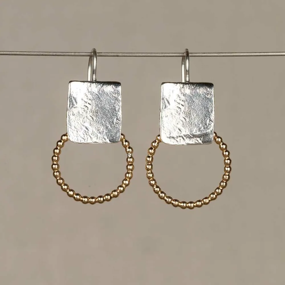 Jéh Jewels Touch Of Gold | Ohrhänger-Ohrringe Silber + Goldgefüllter Kreis