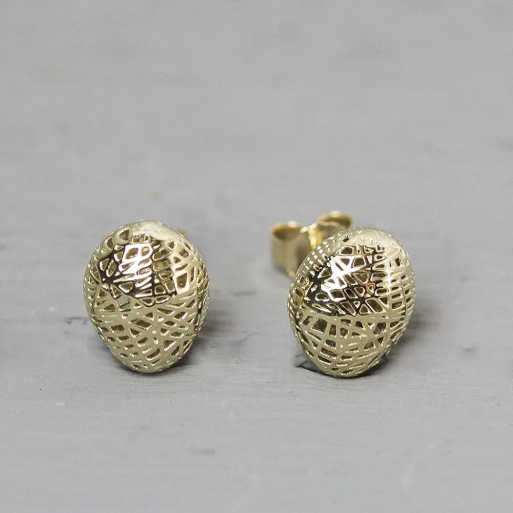 Jéh Jewels 3d Gold-Ohrstecker 14 Karat Gold 3D oval