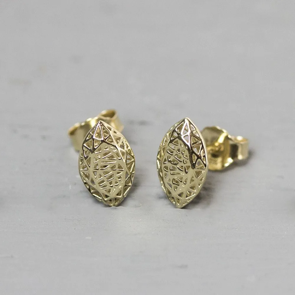 Jéh Jewels 3d Gold-Ohrstecker 14 Karat Gold Navette groß