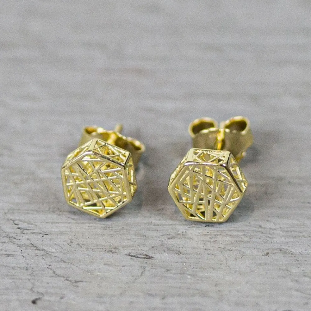Jéh Jewels 3d Gold-Ohrstecker 3D Hexagon G14K