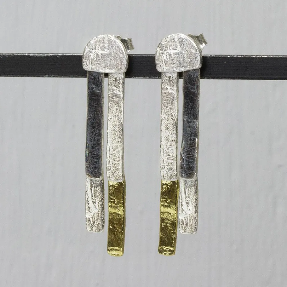 Jéh Jewels Touch Of Gold | Lang Ohrstecker-Ohrstecker dreifarbig Regen