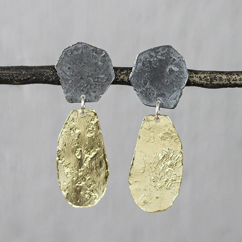 Jéh Jewels Touch Of Gold | Lang Ohrstecker-Ohrstecker lang silber oxy + vergoldet