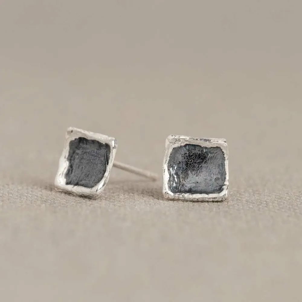 Jéh Jewels Silver | Ohrstecker-Ohrstecker Quadrat Silber Oxy