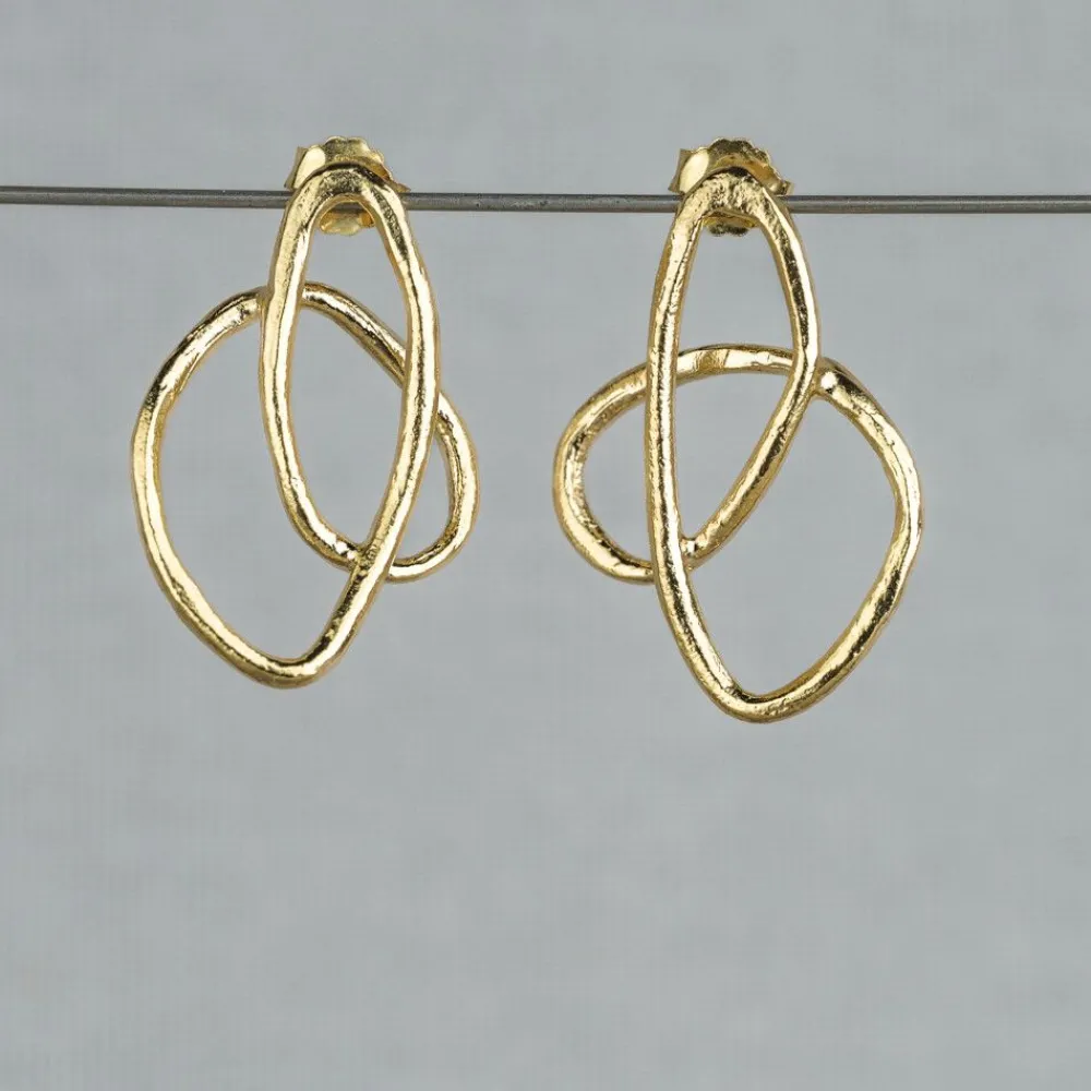 Jéh Jewels Touch Of Gold | Lang Ohrstecker-Ohrstecker Scribble vergoldet
