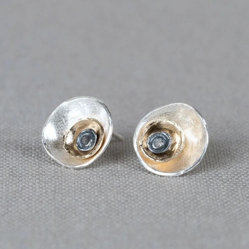 Jéh Jewels Touch Of Gold | Ohrstecker-Ohrstecker Silber oxy / weiß