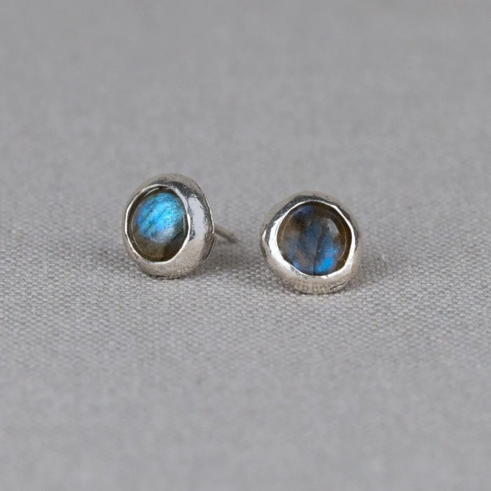 Jéh Jewels Silver | Ohrstecker-Ohrstecker Silber Oxy shiny + Labradorit