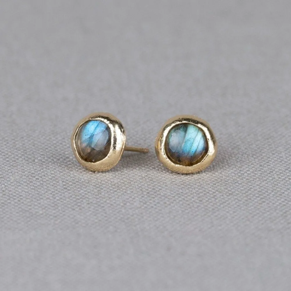 Jéh Jewels Touch Of Gold | Ohrstecker-Ohrstecker Silber vergoldet + Labradorit