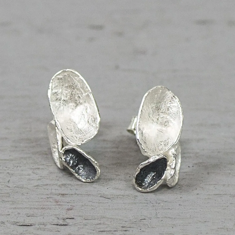Jéh Jewels Ohrstecker | Silver-Ohrstecker Triptychon Silber mit Oxy