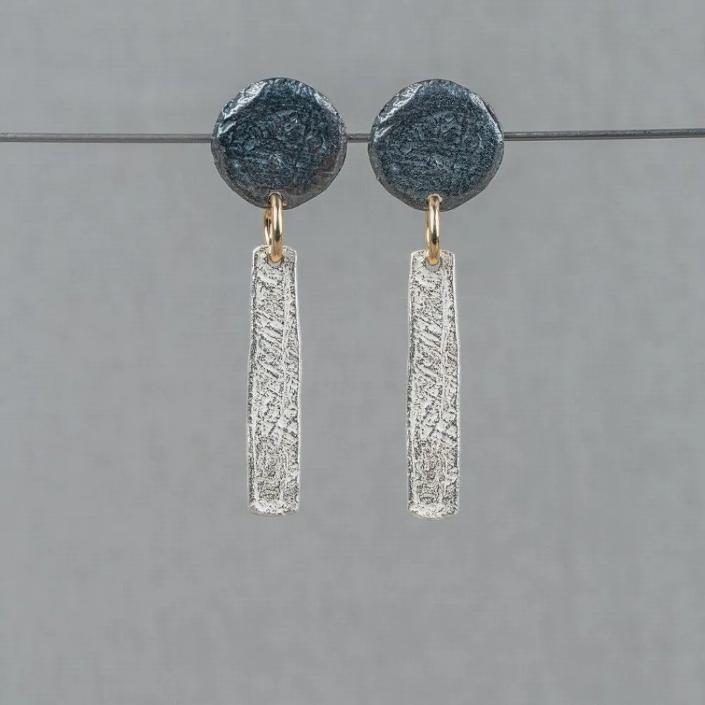 Jéh Jewels Touch Of Gold | Lang Ohrstecker-Ohrstecker Turm Silber + Oxy + Goldfilled